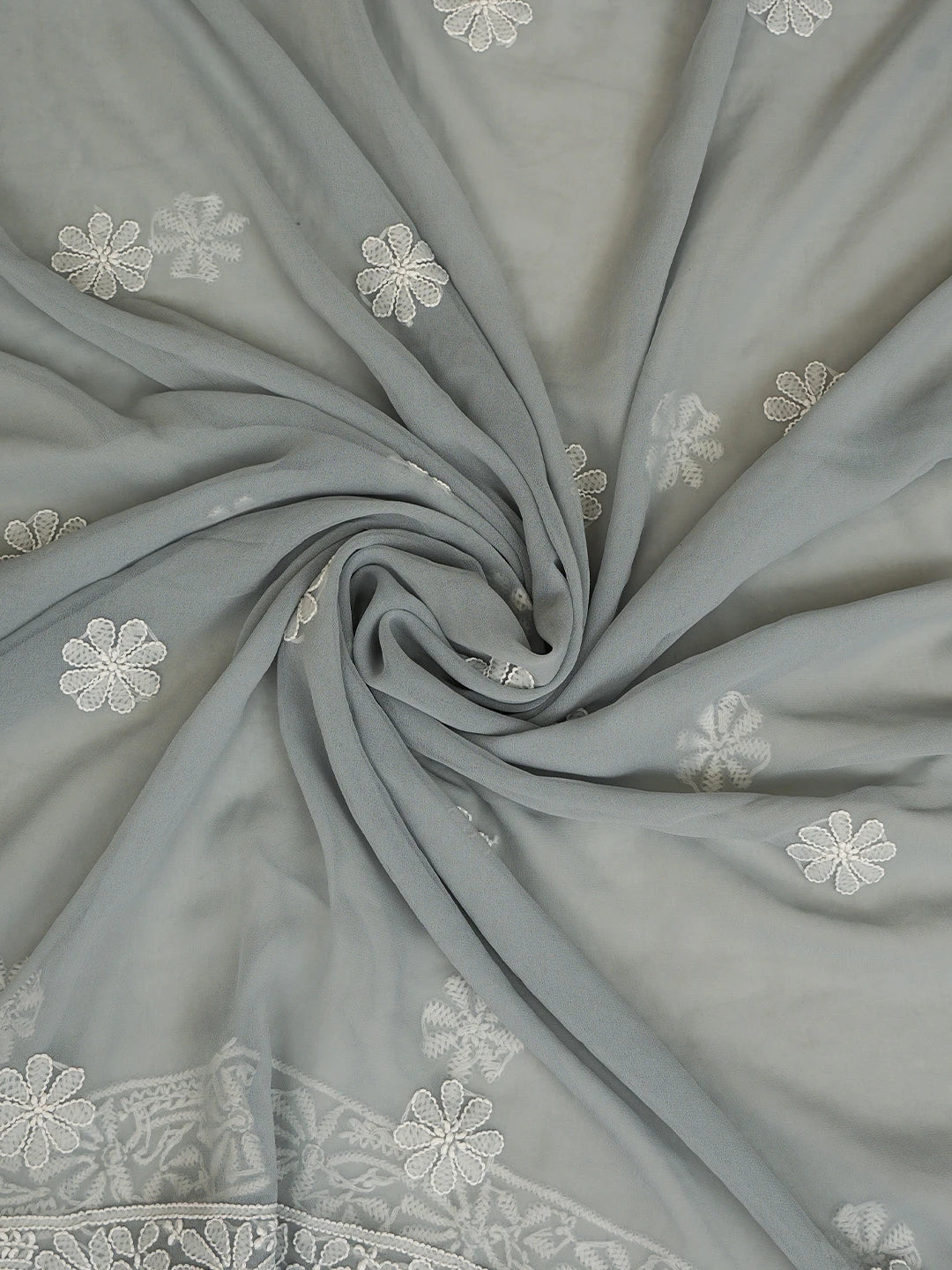 Ada Hand Embroidered Grey Georgette Lucknowi Chikankari Unstitched Suit Piece 01A835630
