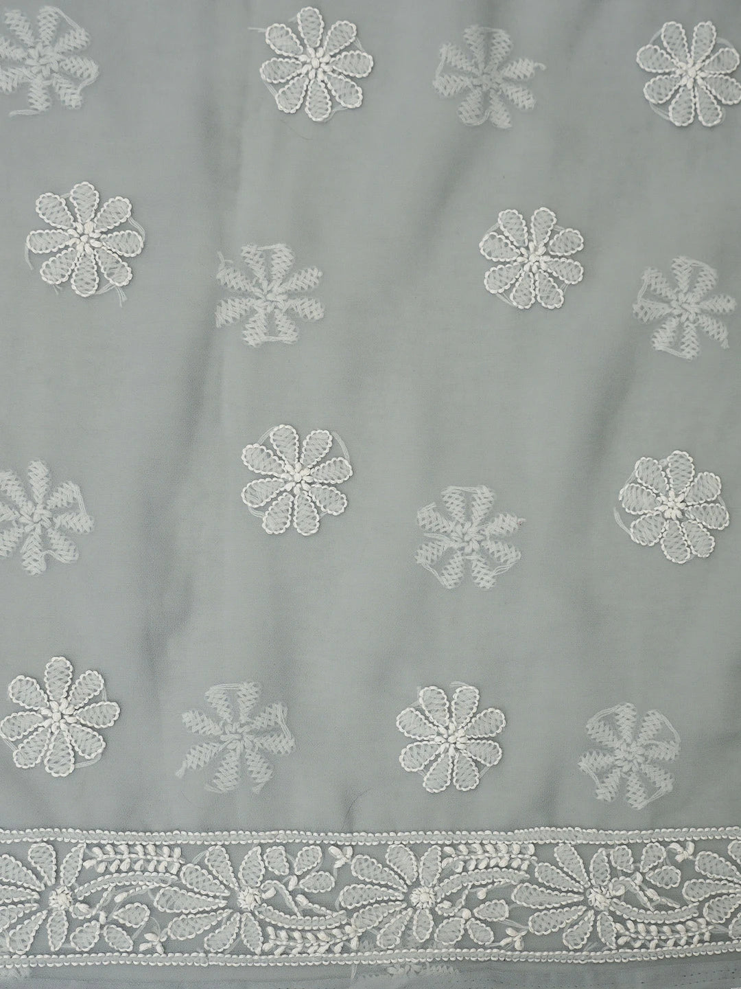 Ada Hand Embroidered Grey Georgette Lucknowi Chikankari Unstitched Suit Piece 01A835630