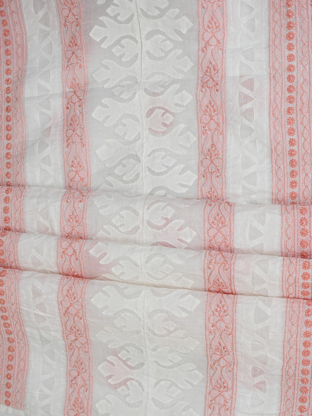 Ada Hand Embroidered White Cotton Lucknowi Chikankari Unstitched Suit Piece With Mukaish Work 01A845290