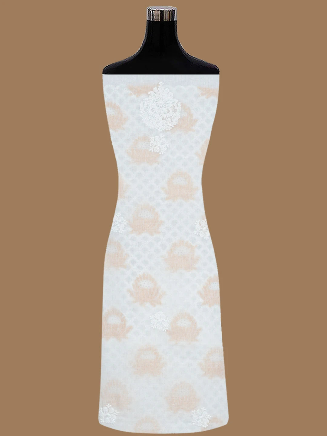 Ada Hand Embroidered White Cotton Lucknowi Chikankari Unstitched Suit Piece 01A844698