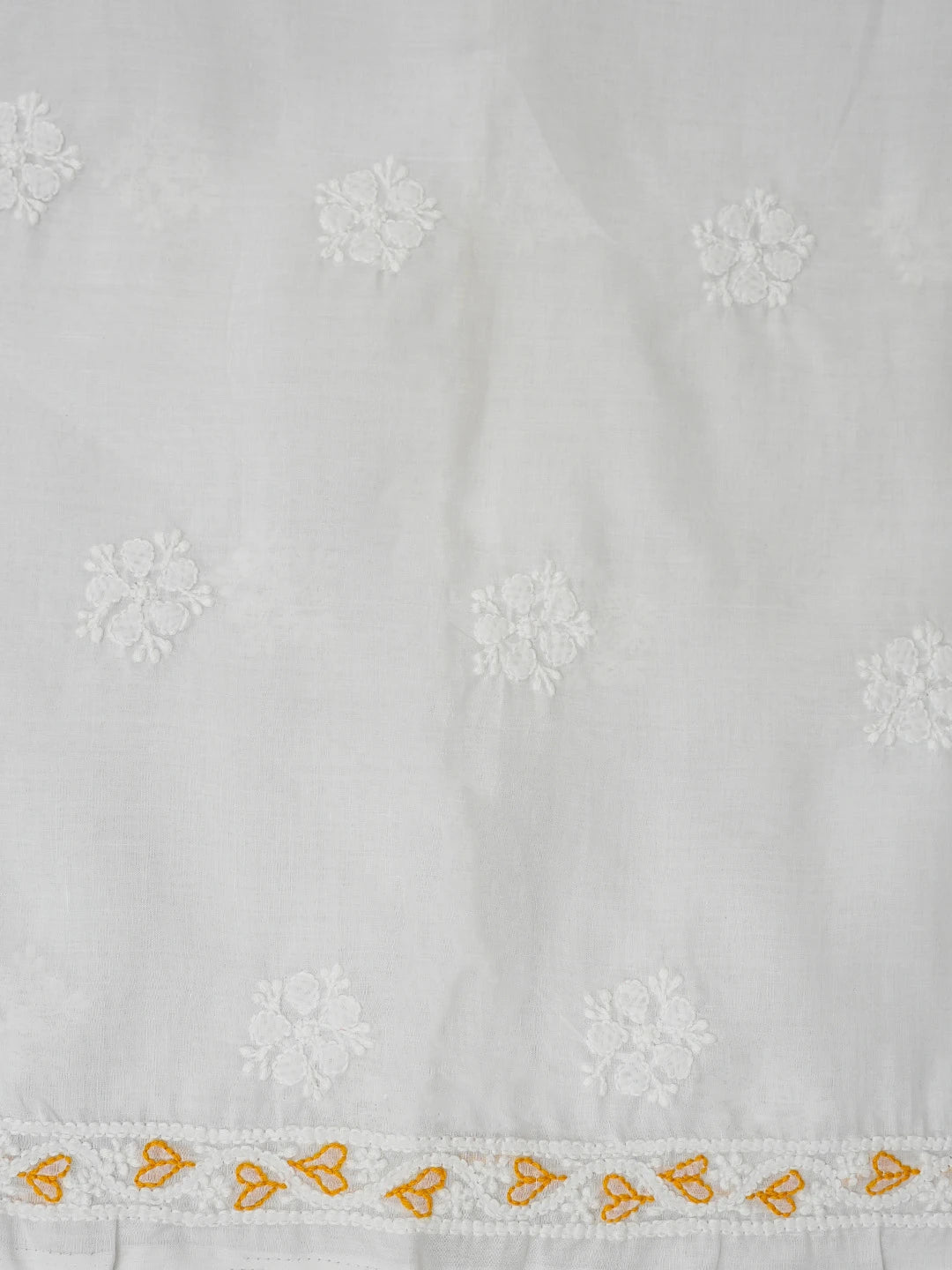 Ada Hand Embroidered White Cotton Lucknowi Chikankari Unstitched Suit Piece 01A844698