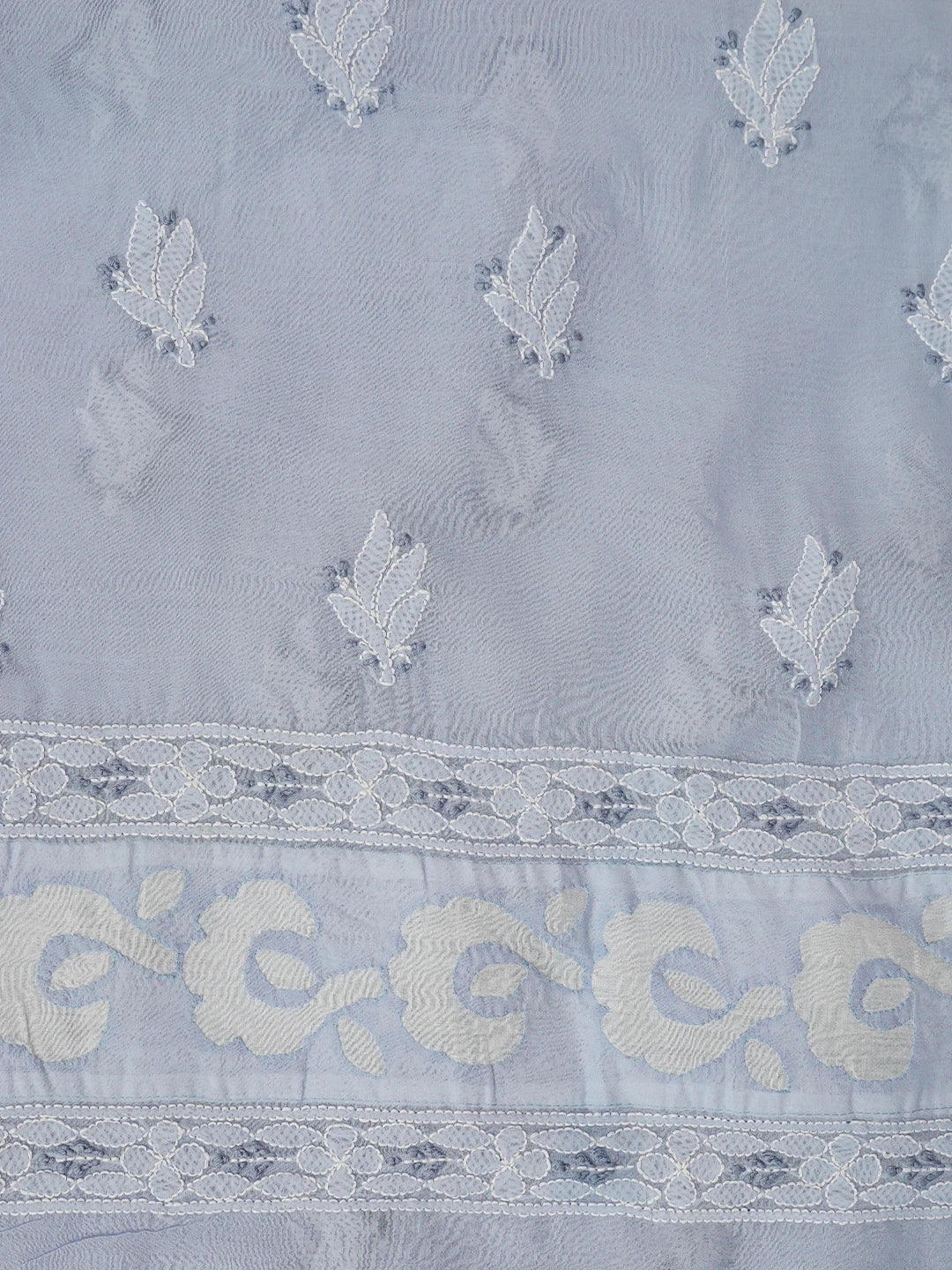 Ada Hand Embroidered Jordy Blue Cotton Lucknowi Chikankari Unstitched Suit Piece 01A845221