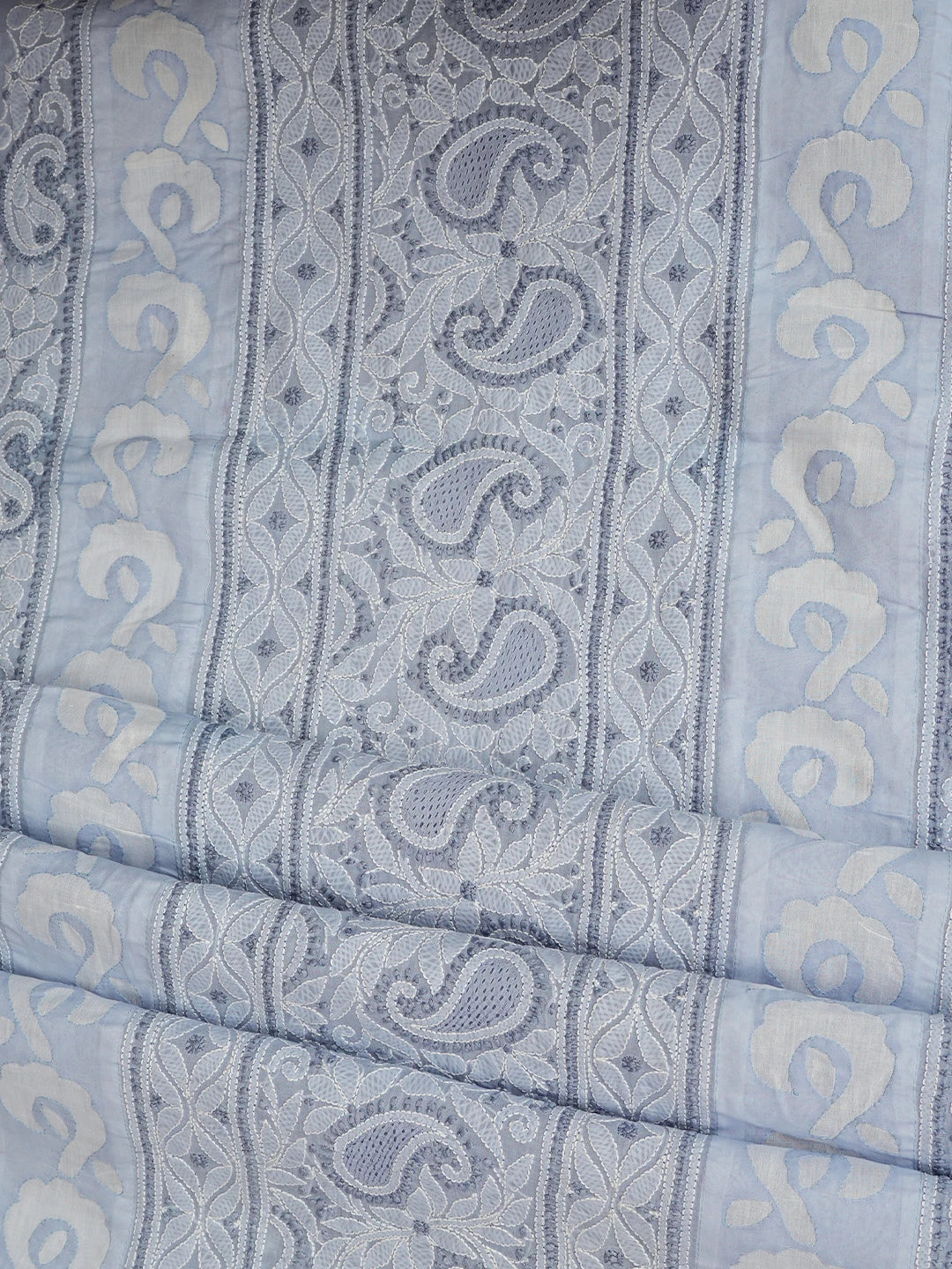Ada Hand Embroidered Jordy Blue Cotton Lucknowi Chikankari Unstitched Suit Piece 01A845221