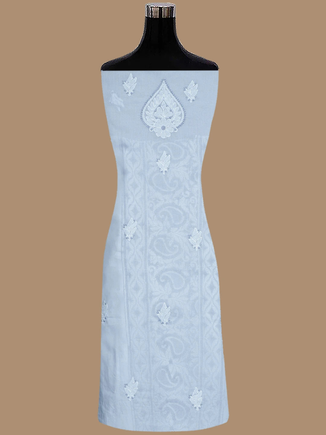 Ada Hand Embroidered Jordy Blue Cotton Lucknowi Chikankari Unstitched Suit Piece 01A845221