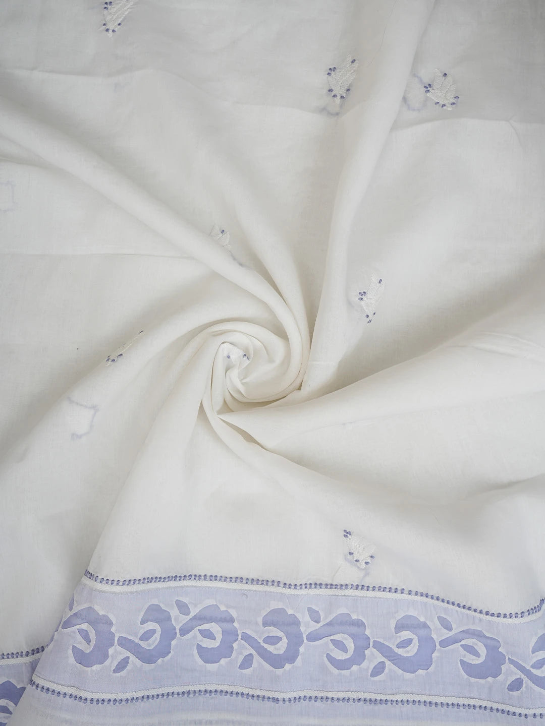 Ada Hand Embroidered Jordy Blue Cotton Lucknowi Chikankari Unstitched Suit Piece 01A845221