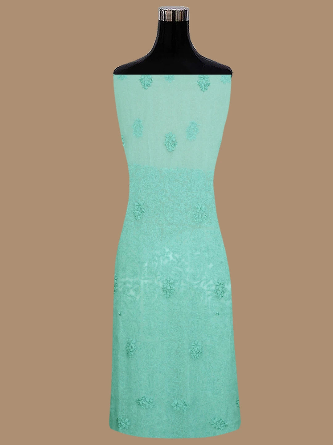 Ada Hand Embroidered Sea Green Georgette Lucknowi Chikankari Unstitched Kurta Piece 01A844124