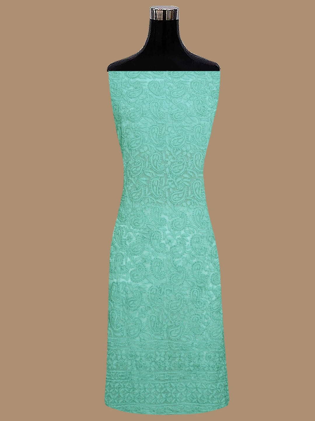 Ada Hand Embroidered Sea Green Georgette Lucknowi Chikankari Unstitched Kurta Piece 01A844124