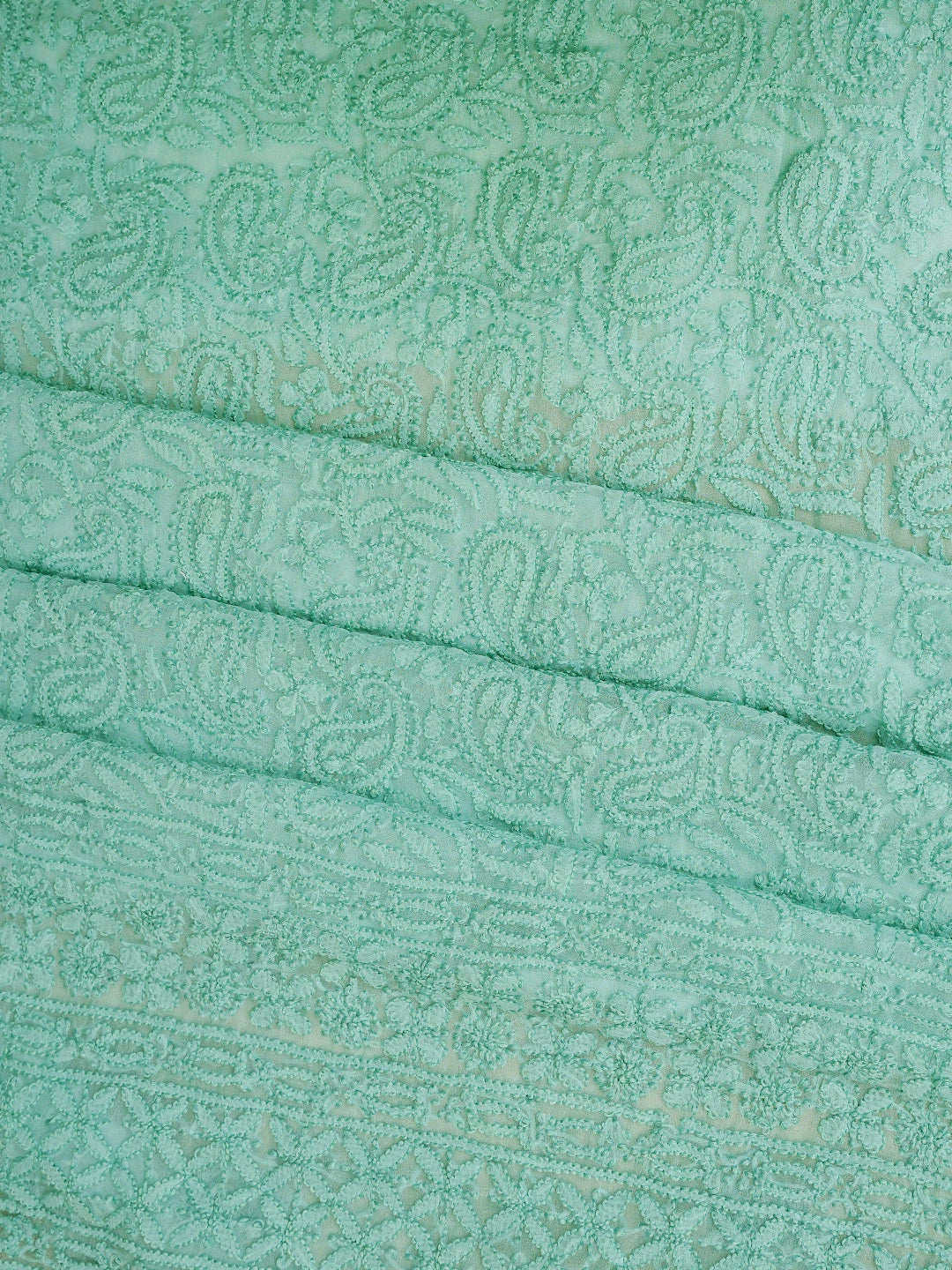 Ada Hand Embroidered Sea Green Georgette Lucknowi Chikankari Unstitched Kurta Piece 01A844124