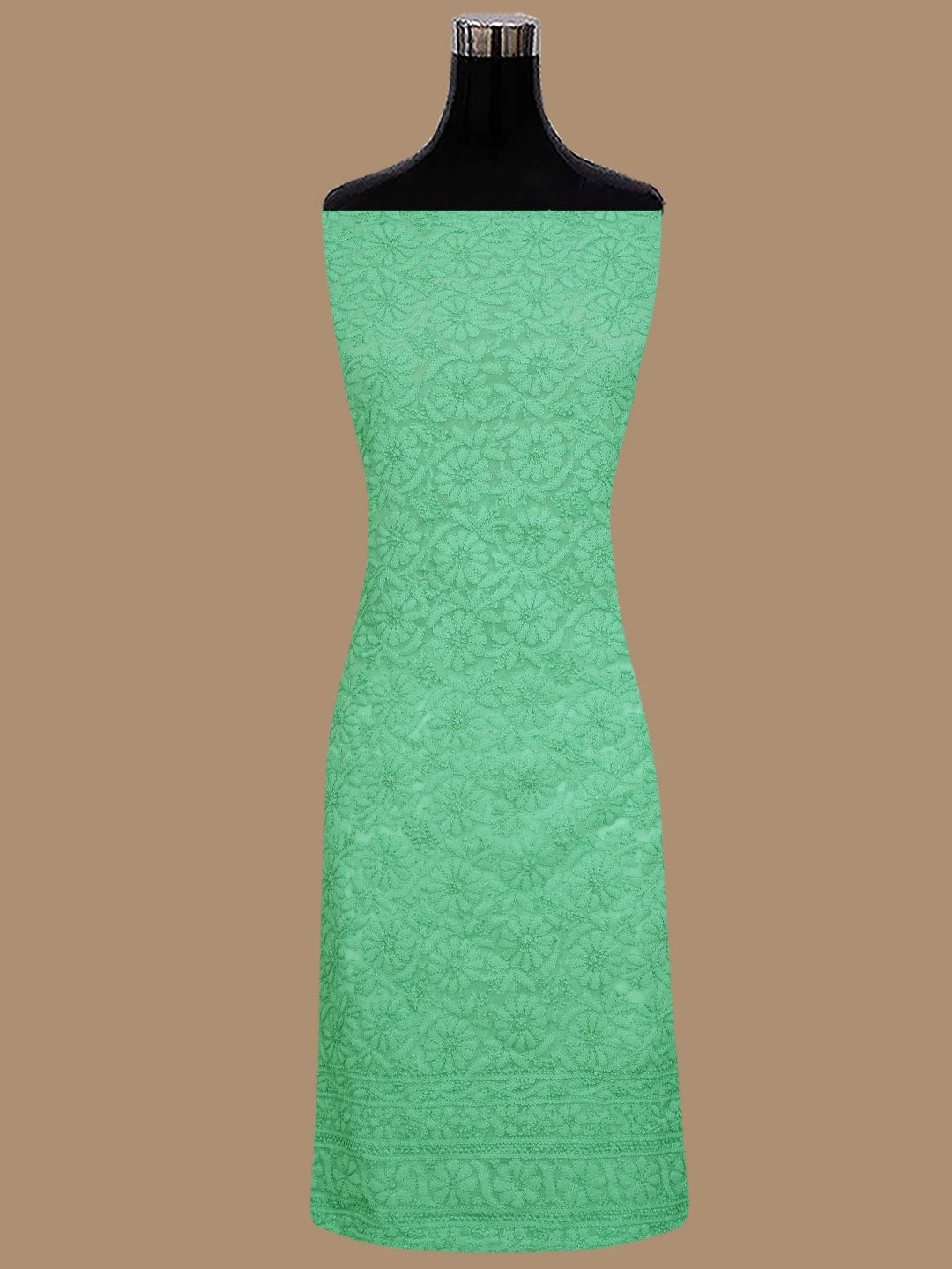 Ada Hand Embroidered Green Georgette Lucknowi Chikankari Unstitched Kurta Piece 01A844126