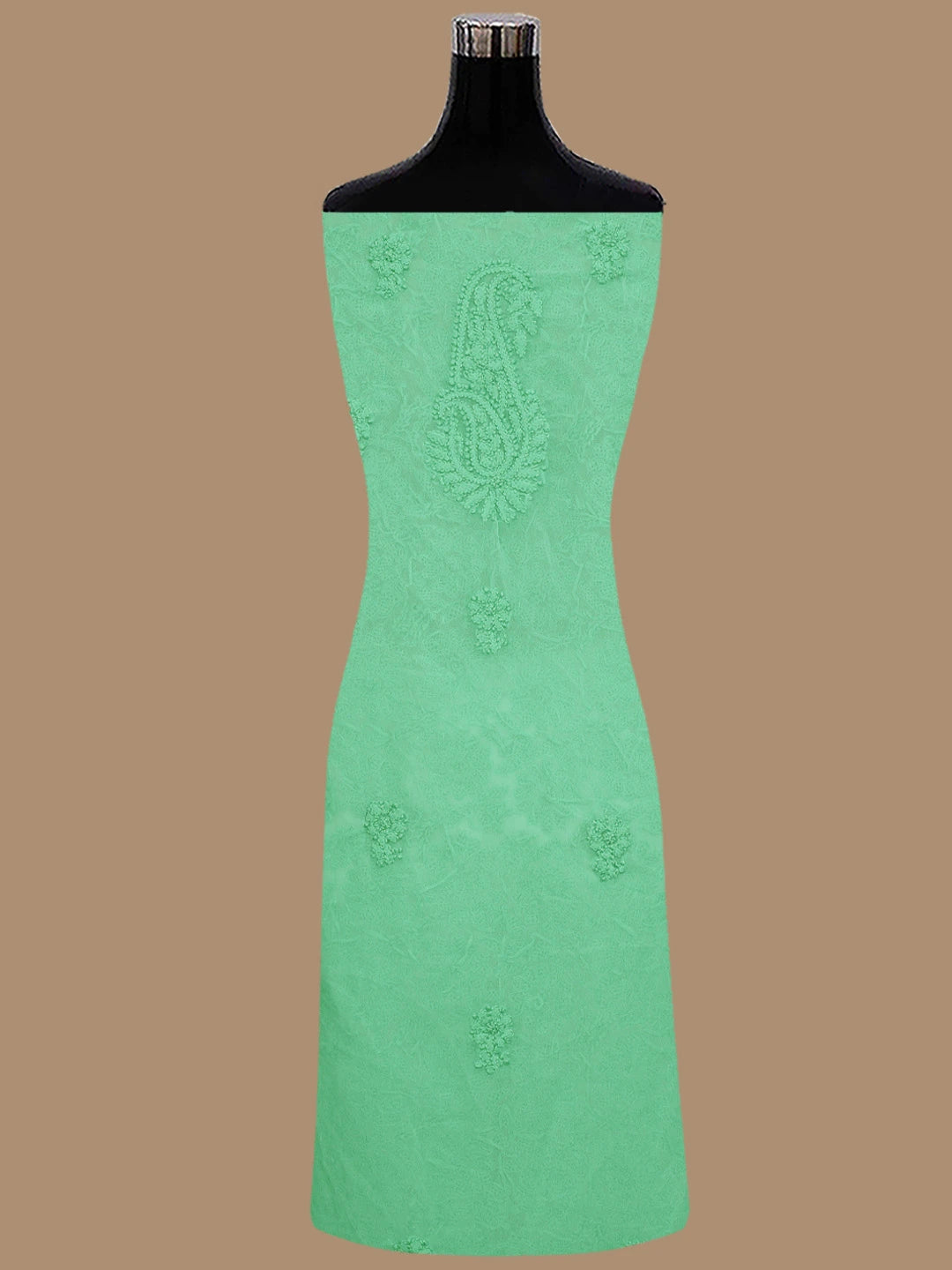 Ada Hand Embroidered Green Georgette Lucknowi Chikankari Unstitched Kurta Piece 01A844126