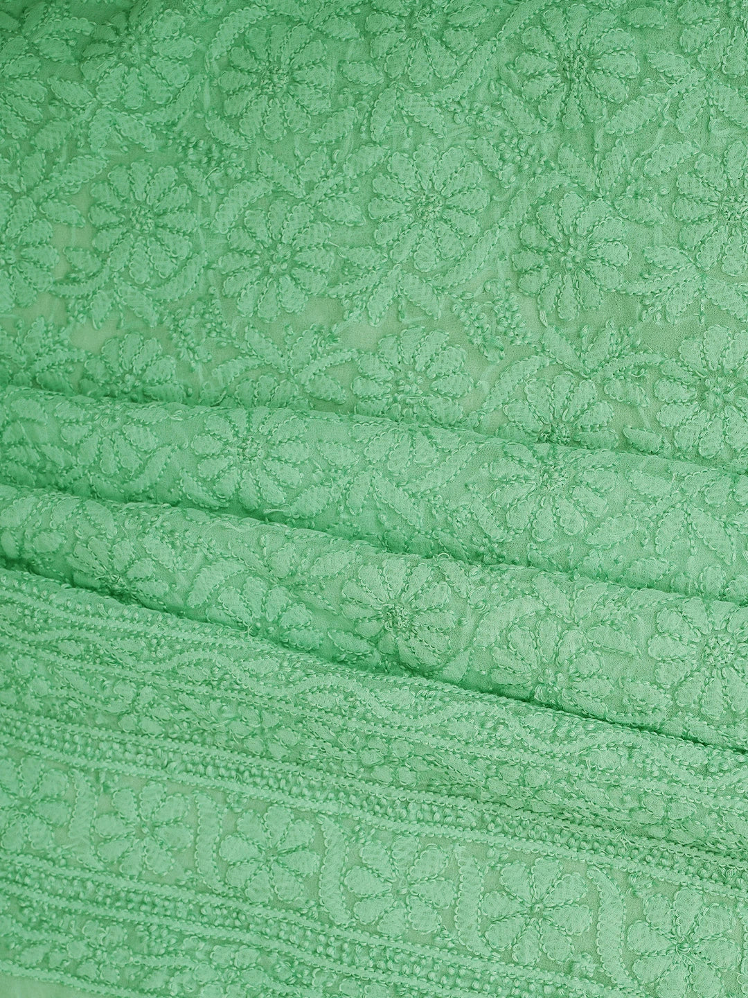 Ada Hand Embroidered Green Georgette Lucknowi Chikankari Unstitched Kurta Piece 01A844126