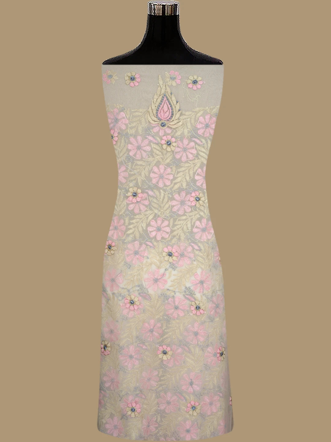 Ada Hand Embroidered Malibu Peach Georgette Lucknowi Chikankari Unstitched Suit Piece 01A845187
