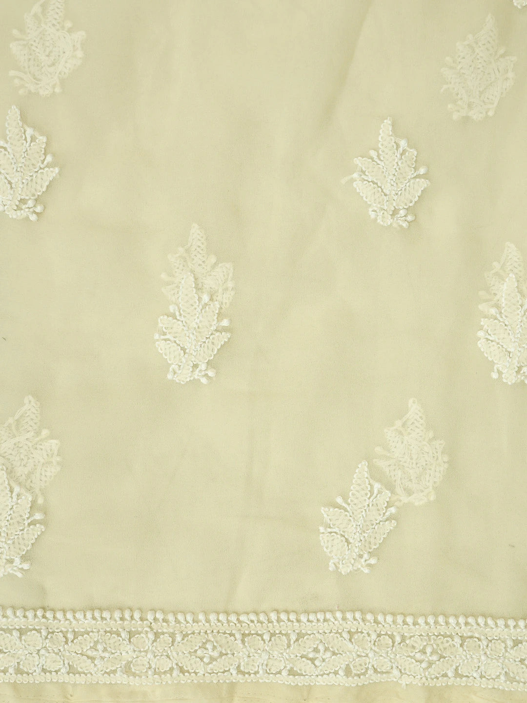 Ada Hand Embroidered Cream Georgette Lucknowi Chikankari Unstitched Suit Piece 01A843434