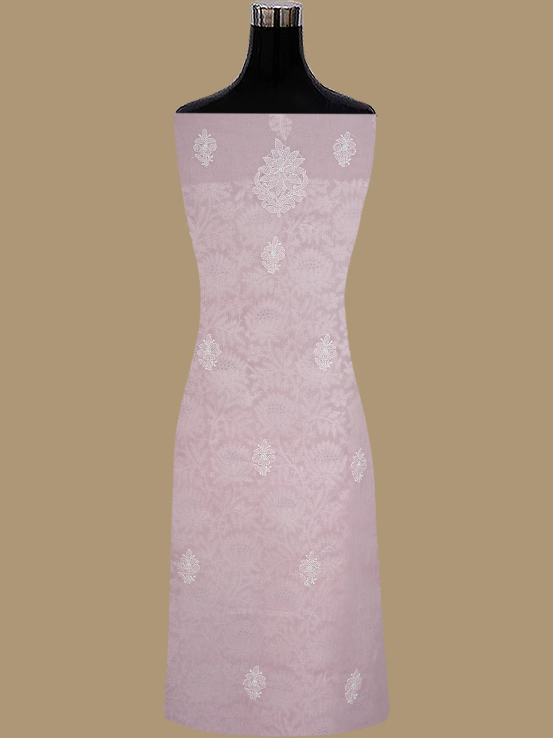 Ada Hand Embroidered Peach Blush Cotton Lucknowi Chikankari Unstitched Suit Piece 01A844694