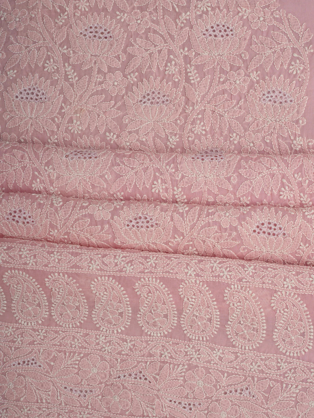 Ada Hand Embroidered Peach Blush Cotton Lucknowi Chikankari Unstitched Suit Piece 01A844694