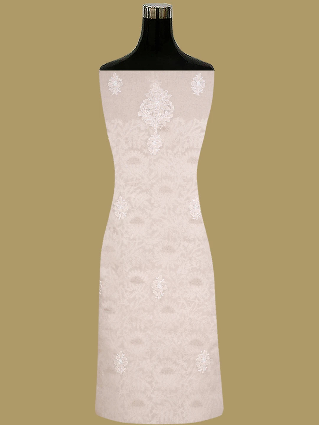 Ada Hand Embroidered Dusty Peach Cotton Lucknowi Chikankari Unstitched Suit Piece 01A844692