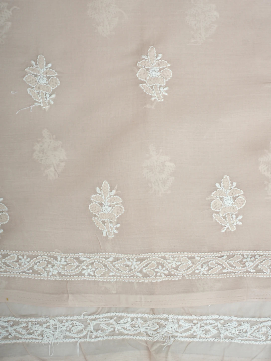 Ada Hand Embroidered Dusty Peach Cotton Lucknowi Chikankari Unstitched Suit Piece 01A844692