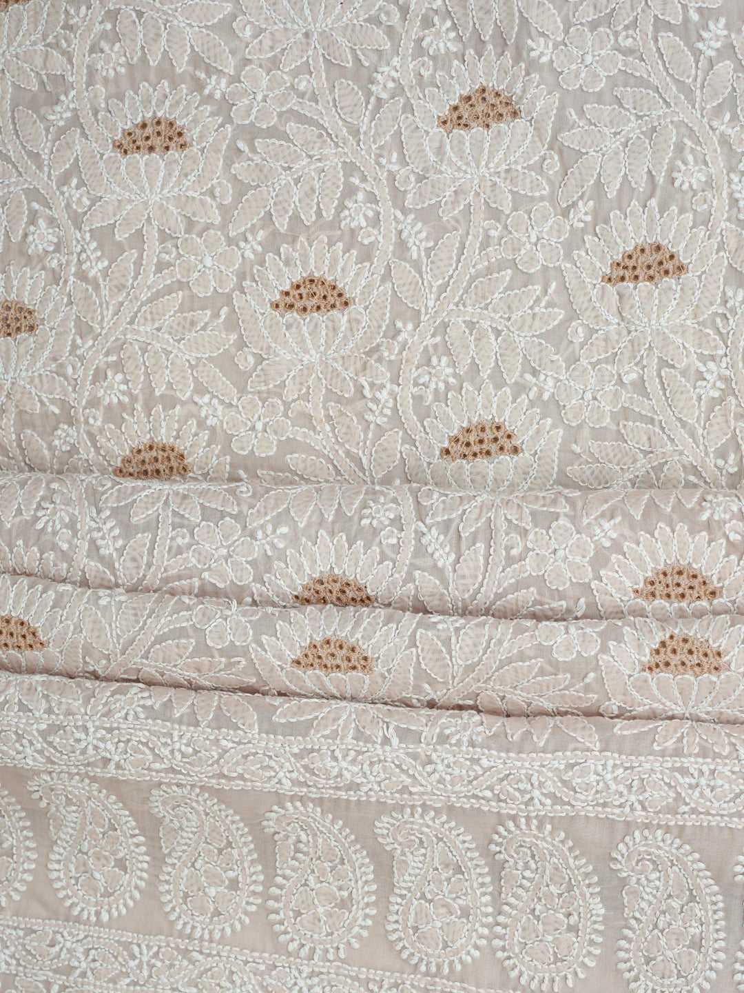 Ada Hand Embroidered Dusty Peach Cotton Lucknowi Chikankari Unstitched Suit Piece 01A844692