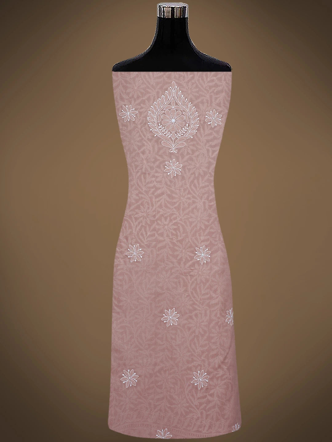 Ada Hand Embroidered Dusty Peach Cotton Lucknowi Chikankari Unstitched Suit Piece 01A844680