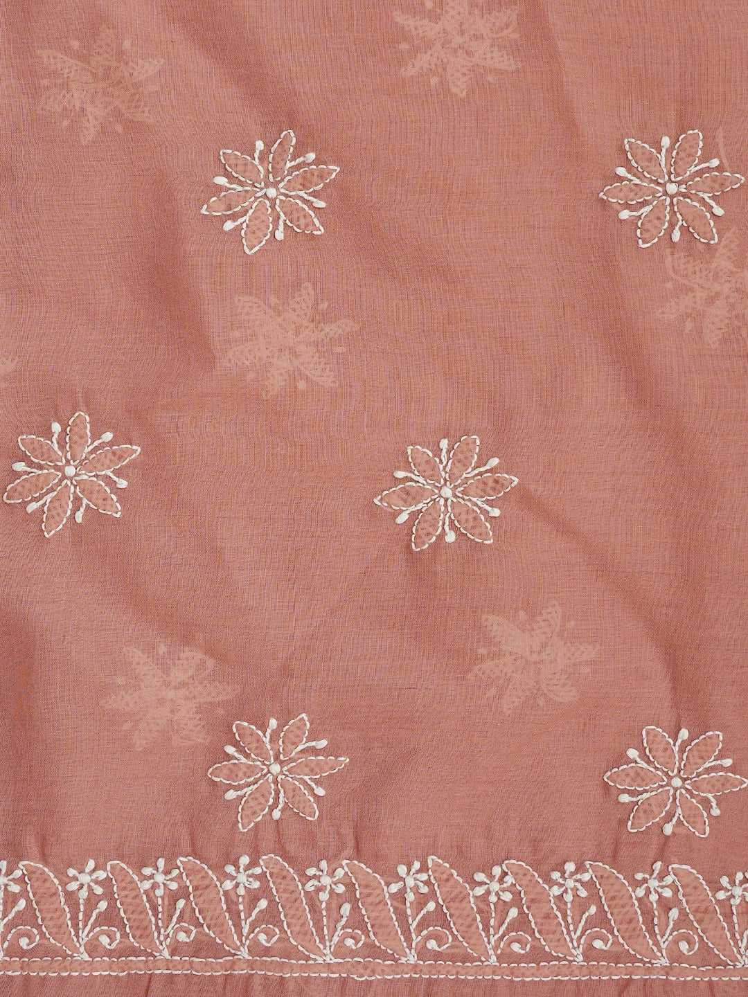 Ada Hand Embroidered Dusty Peach Cotton Lucknowi Chikankari Unstitched Suit Piece 01A844680
