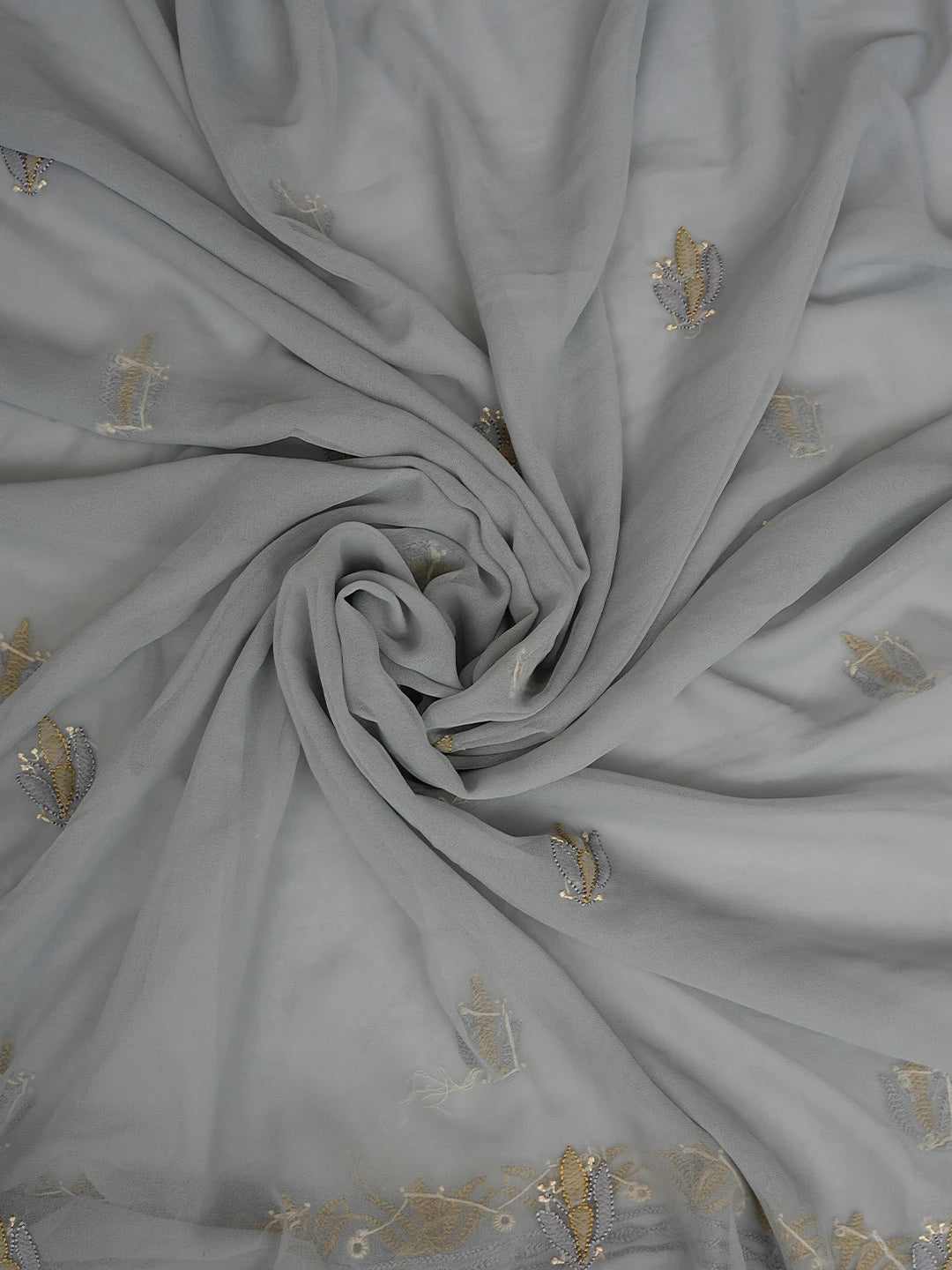 Ada Hand Embroidered Grey Georgette Lucknowi Chikankari Unstitched Suit Piece 01A833128