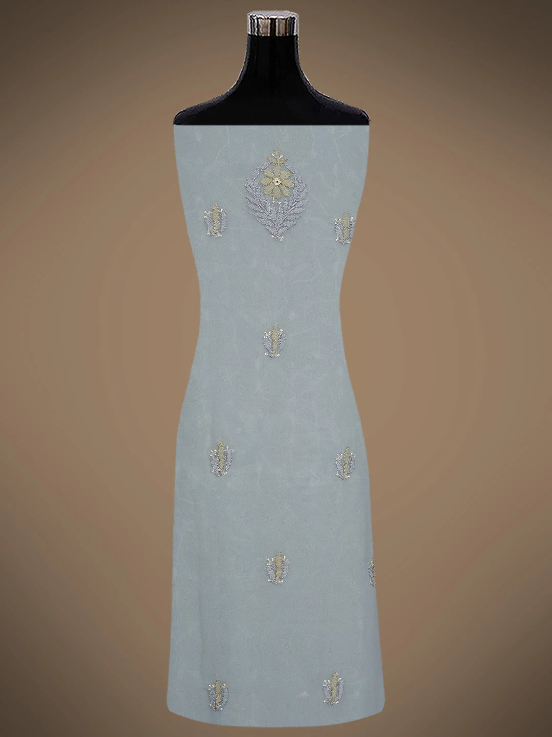 Ada Hand Embroidered Grey Georgette Lucknowi Chikankari Unstitched Suit Piece 01A833128