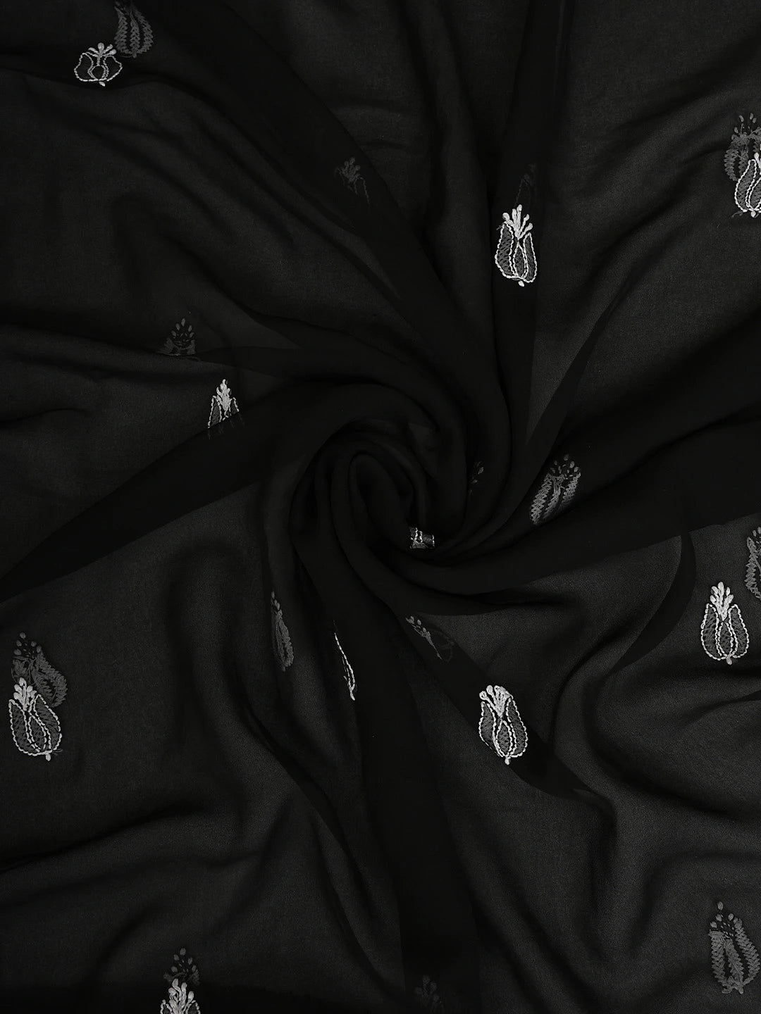 Ada Hand Embroidered Black Georgette Lucknowi Chikankari Unstitched Suit Piece 01A843442
