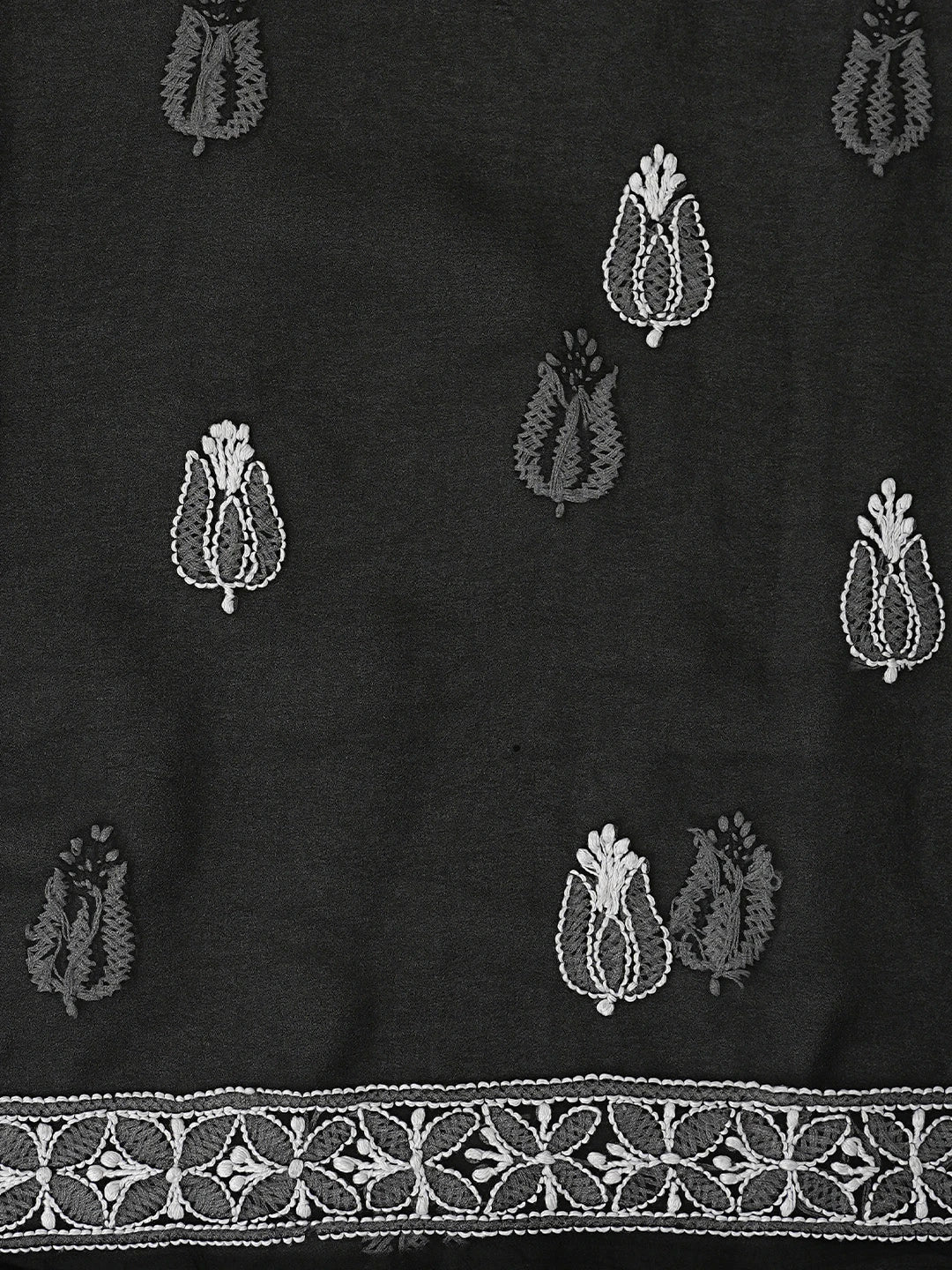 Ada Hand Embroidered Black Georgette Lucknowi Chikankari Unstitched Suit Piece 01A843442