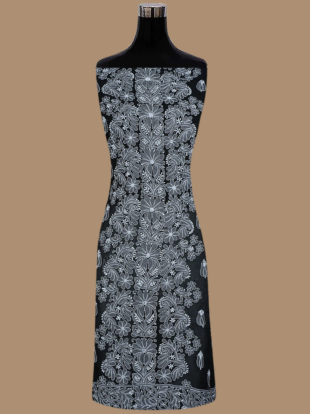 Ada Hand Embroidered Black Georgette Lucknowi Chikankari Unstitched Suit Piece 01A843442
