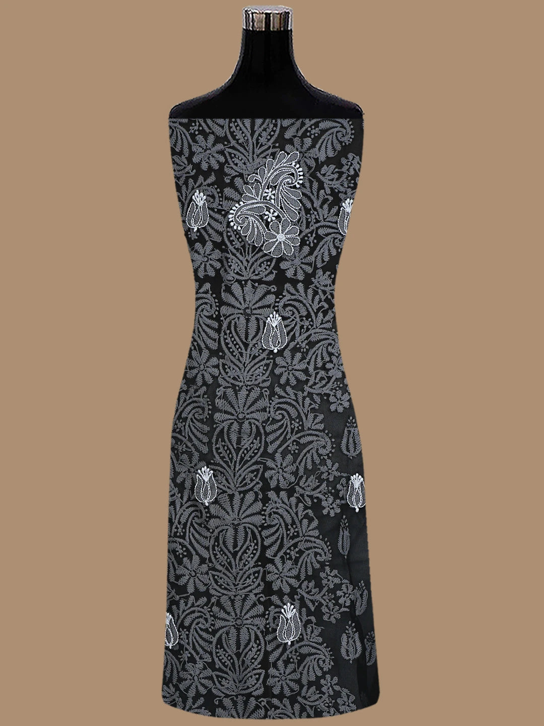 Ada Hand Embroidered Black Georgette Lucknowi Chikankari Unstitched Suit Piece 01A843442