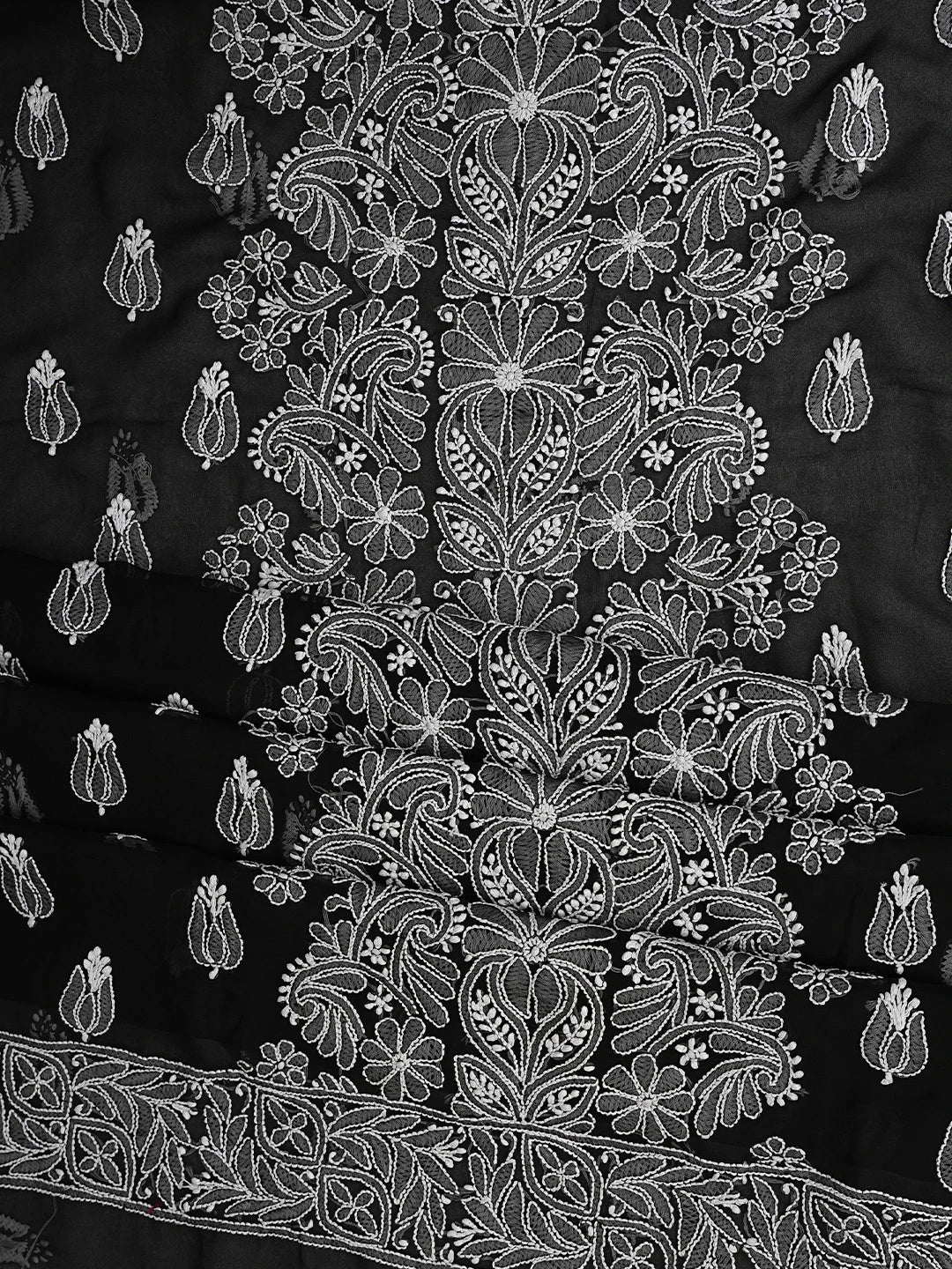 Ada Hand Embroidered Black Georgette Lucknowi Chikankari Unstitched Suit Piece 01A843442