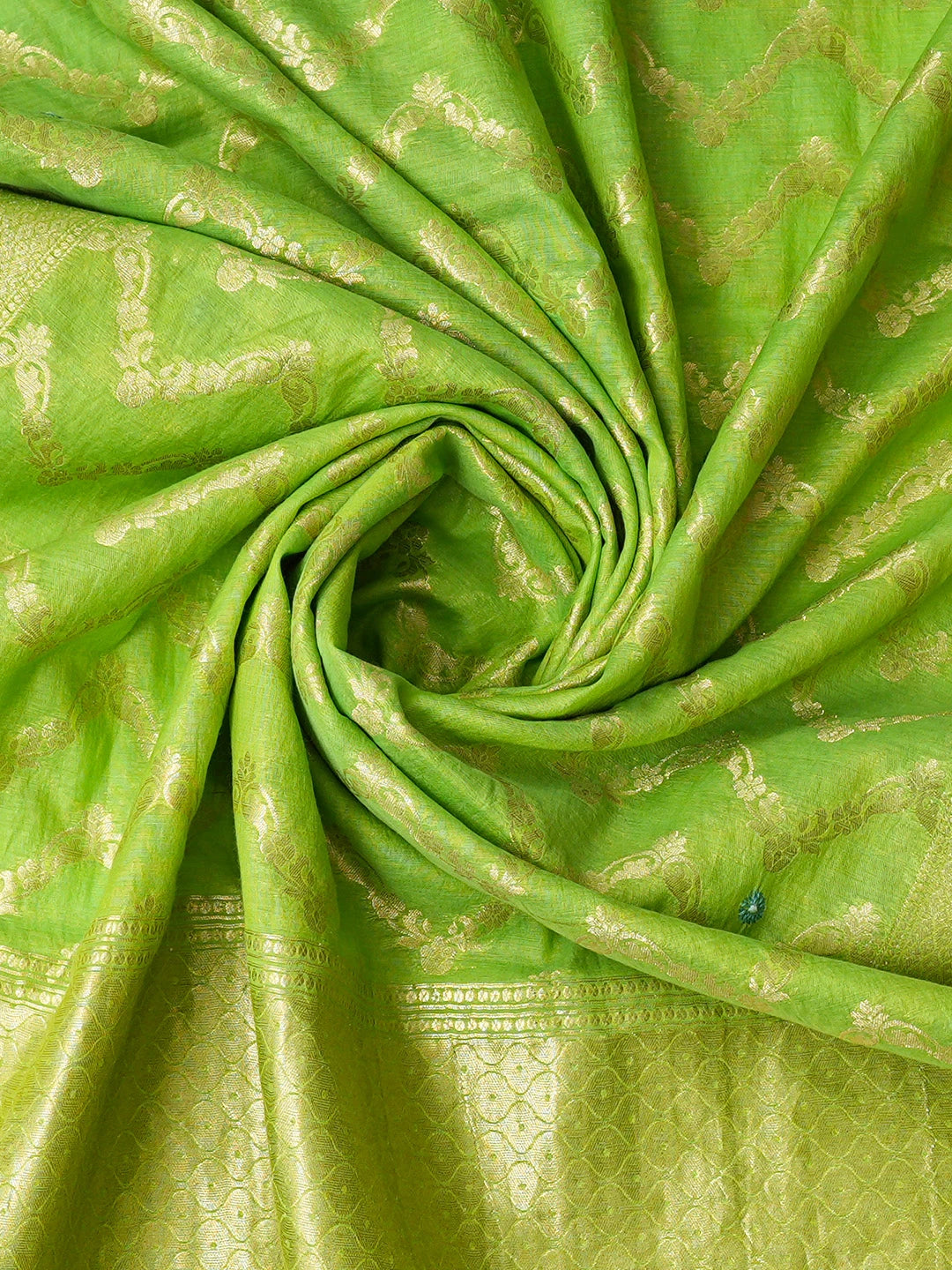 Ada Hand Embroidered Green Chanderi Lucknowi Chikankari Unstitched Suit Piece 01A313761