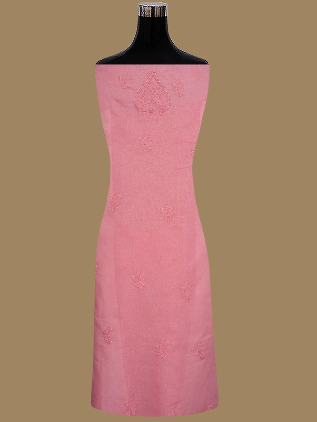 Ada Hand Embroidered Carrot Pink Cotton Lucknowi Chikankari Unstitched Suit Piece 01A845209