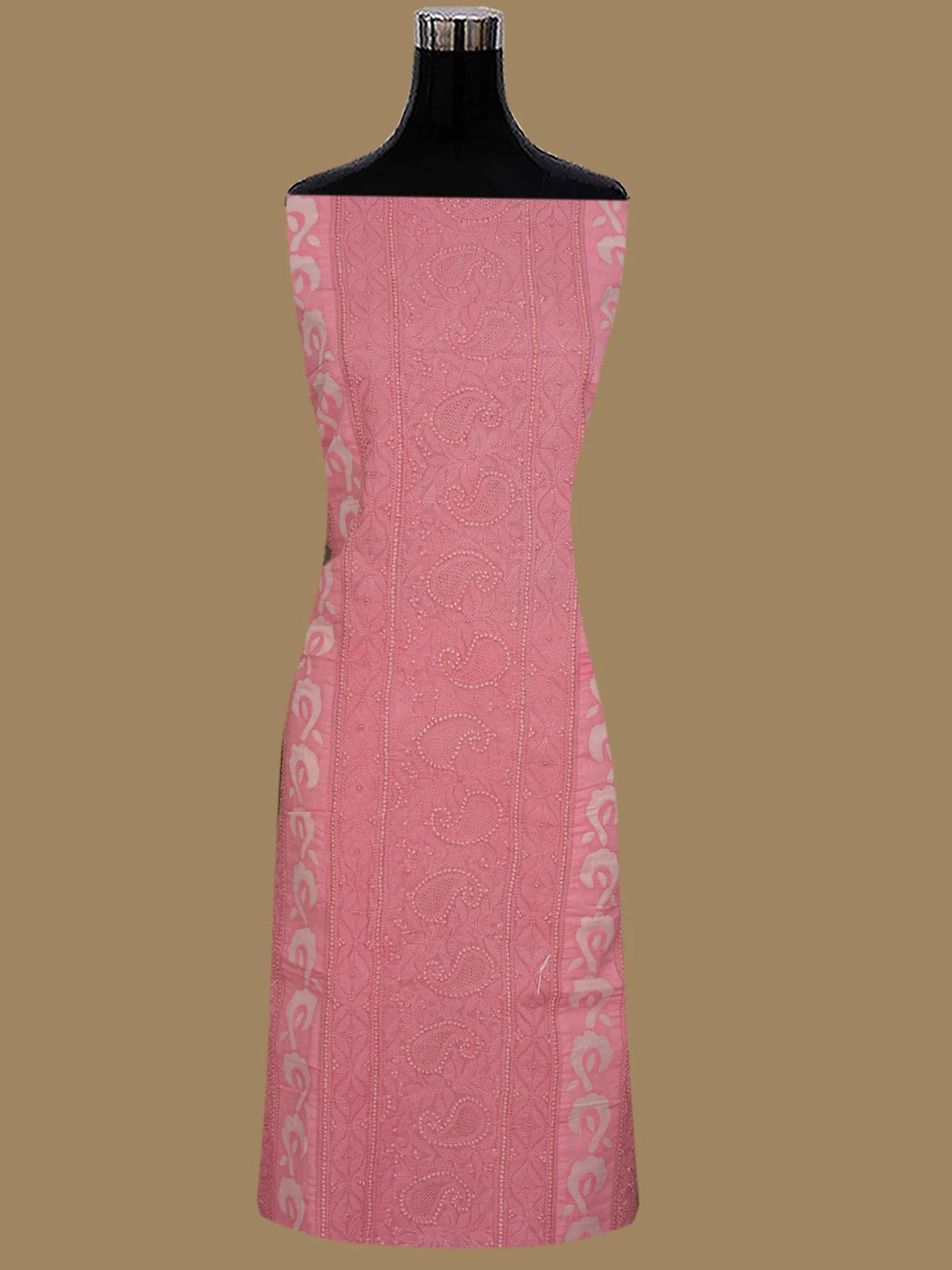 Ada Hand Embroidered Carrot Pink Cotton Lucknowi Chikankari Unstitched Suit Piece 01A845209