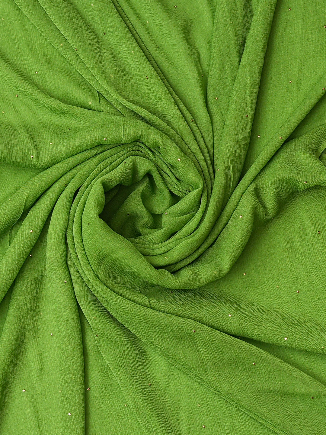 Ada Hand Embroidered Green Silk Lucknowi Chikankari Unstitched Suit Piece With Mukaish Work 01A493228
