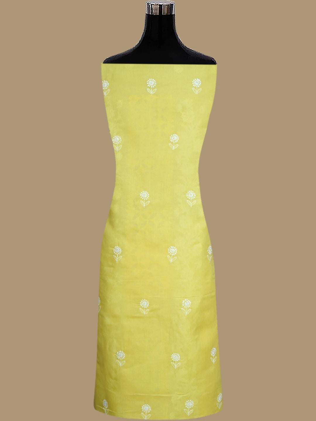 Ada Hand Embroidered Yellow Cotton Lucknowi Chikankari Unstitched Suit Piece 01A844676