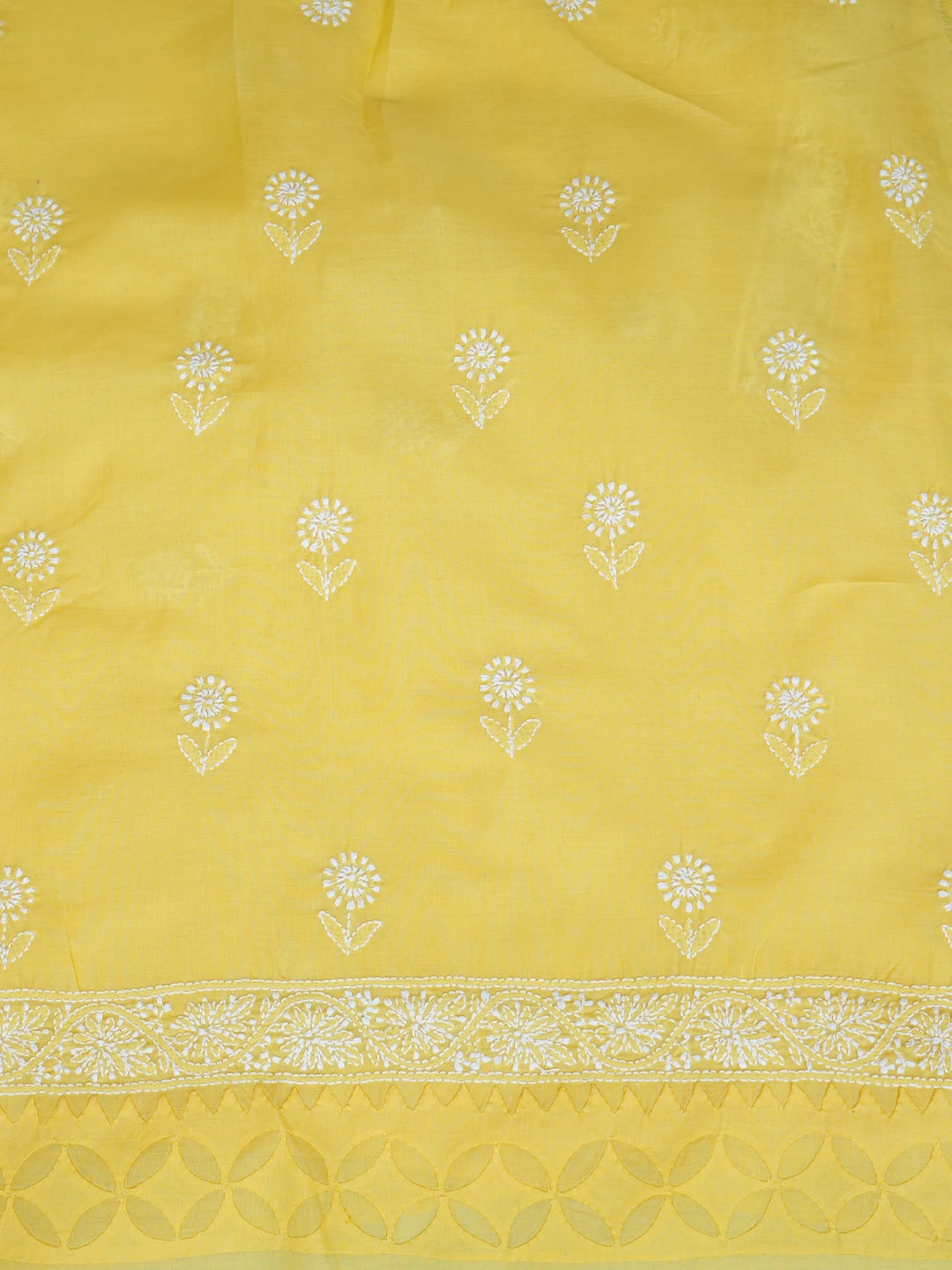 Ada Hand Embroidered Yellow Cotton Lucknowi Chikankari Unstitched Suit Piece 01A844676