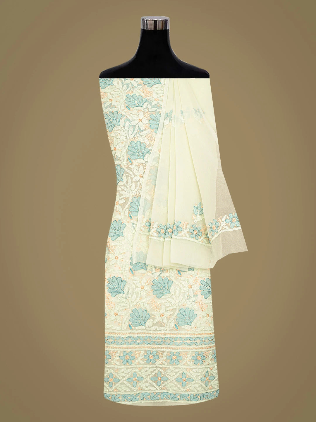 Ada Hand Embroidered Lime Green Georgette Lucknowi Chikankari Unstitched Suit Piece 01A845192