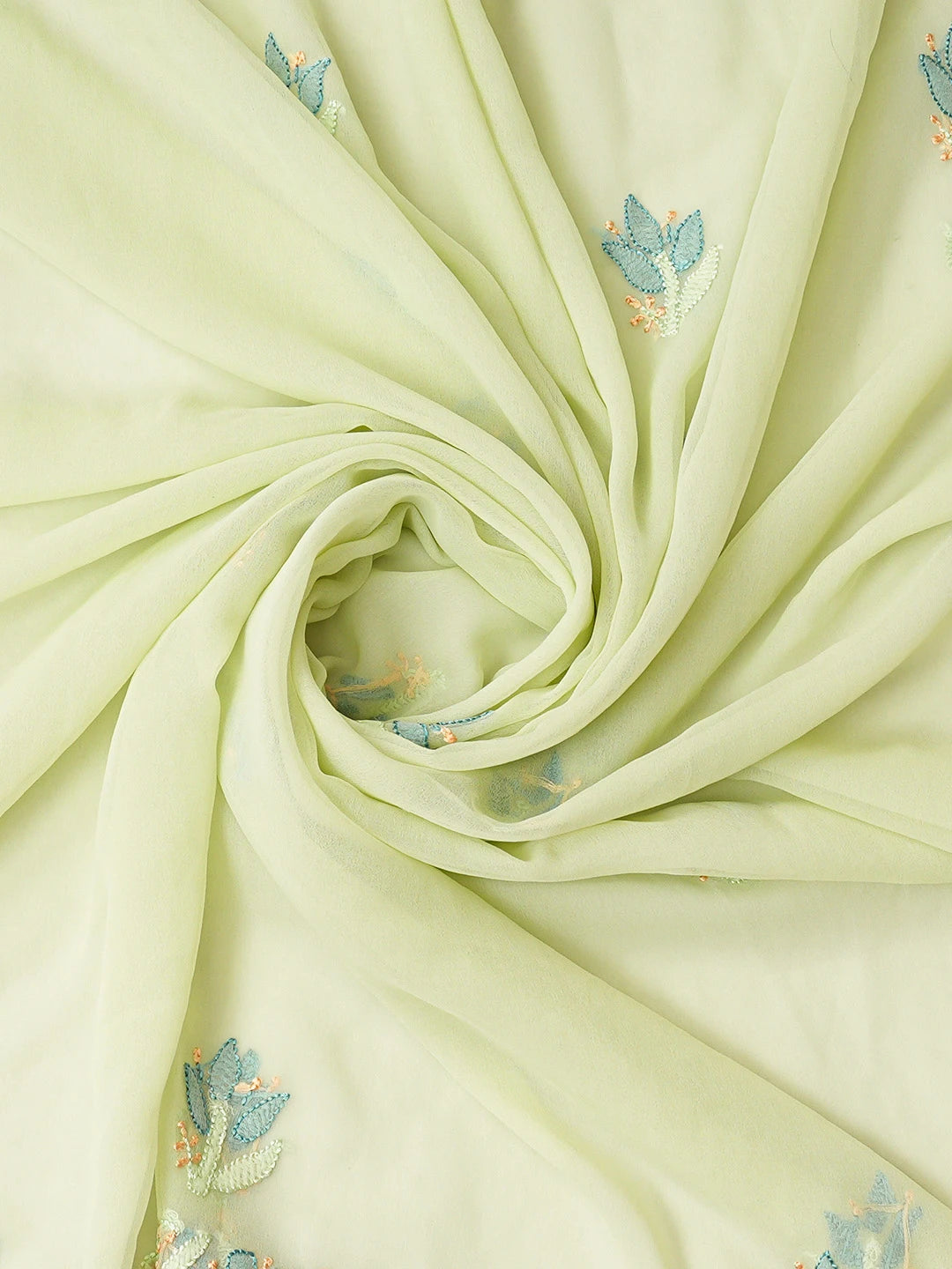 Ada Hand Embroidered Lime Green Georgette Lucknowi Chikankari Unstitched Suit Piece 01A845192