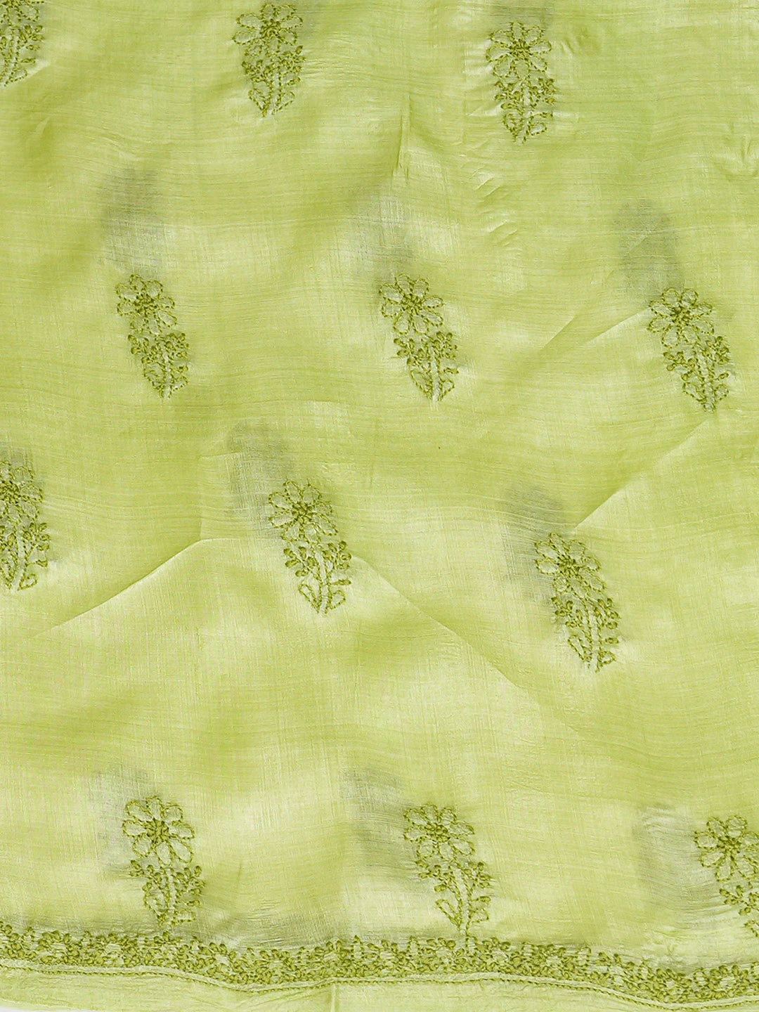 Ada Hand Embroidered Apple Green Silk Lucknowi Chikankari Unstitched Suit Piece 01A815902