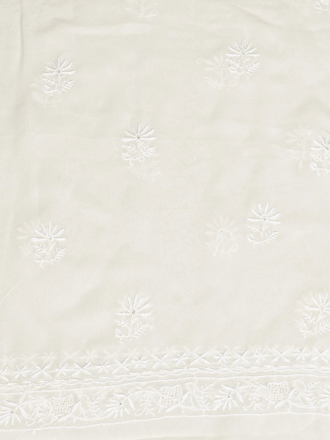 Ada Hand Embroidered White Pure Georgette Lucknowi Chikankari Unstitched Kurta Dupatta Set 01A844553