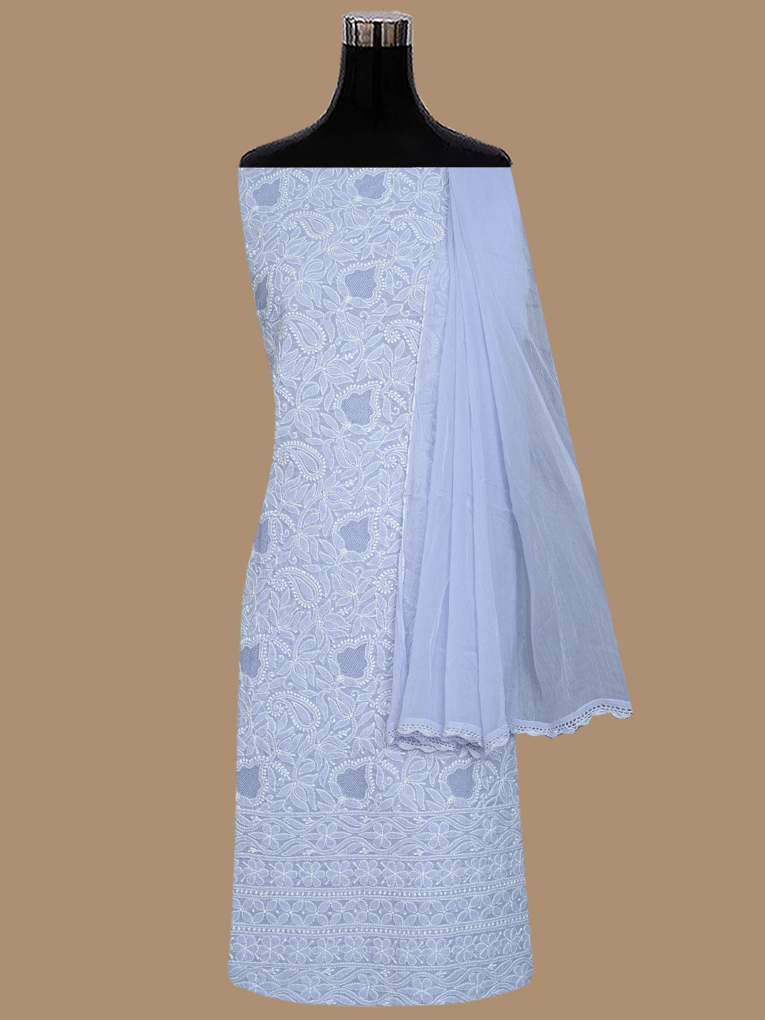 Ada Hand Embroidered Mauve Cotton Lucknowi Chikankari Unstitched Suit Piece 01A844688