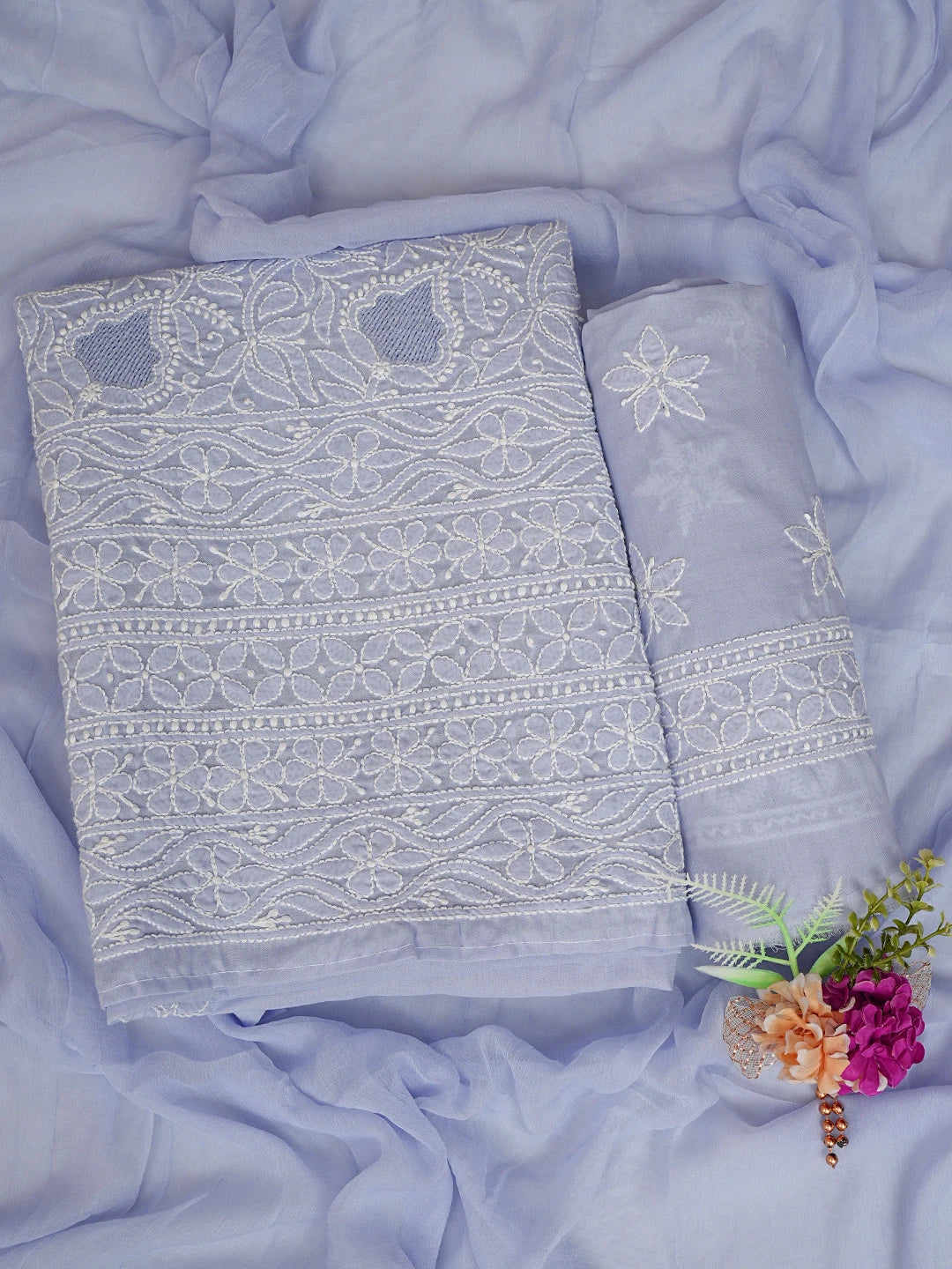 Ada Hand Embroidered Mauve Cotton Lucknowi Chikankari Unstitched Suit Piece 01A844688