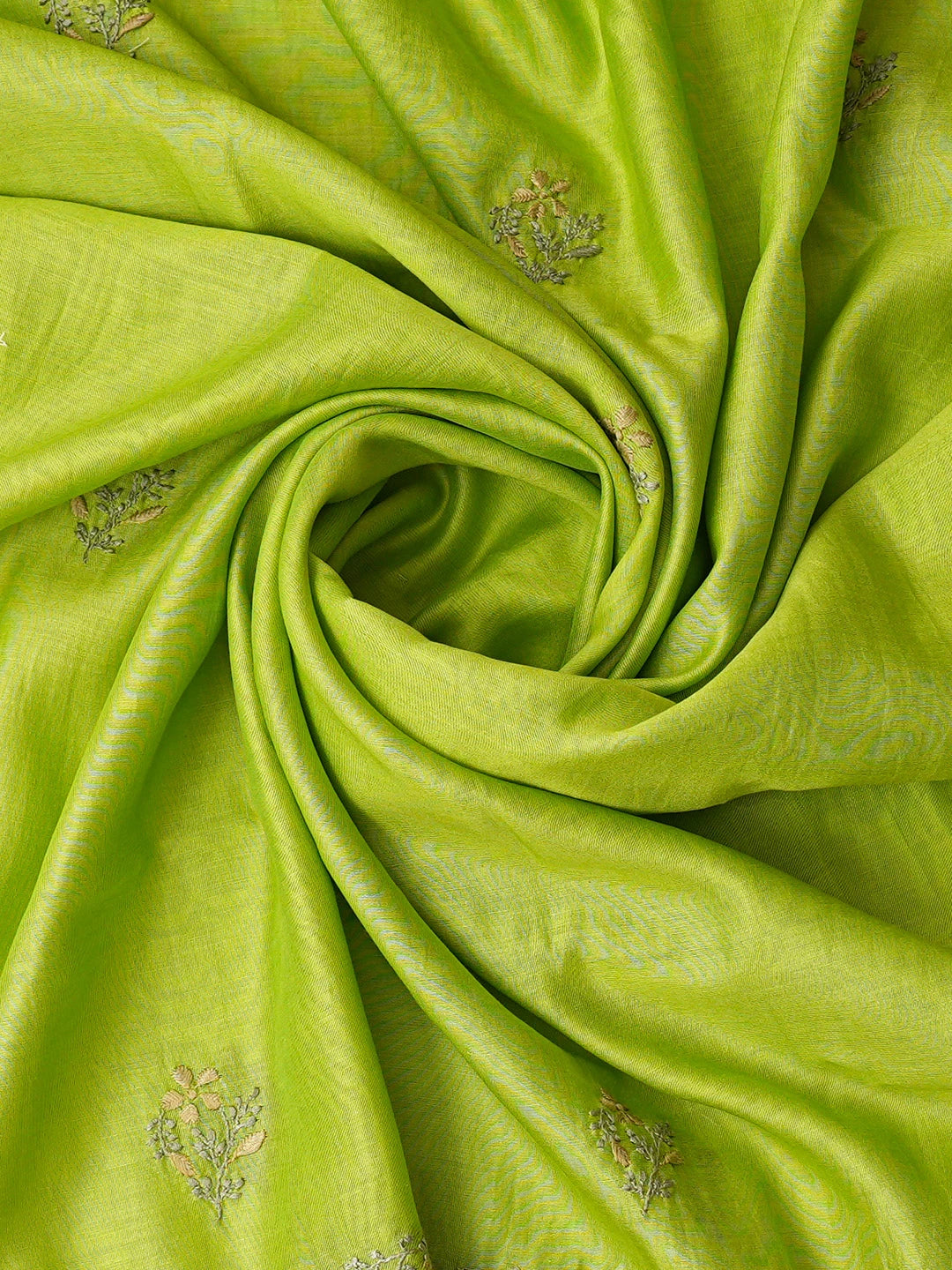 Ada Hand Embroidered Green Chanderi Lucknowi Chikankari Unstitched Kurta Dupatta Set 01A835826