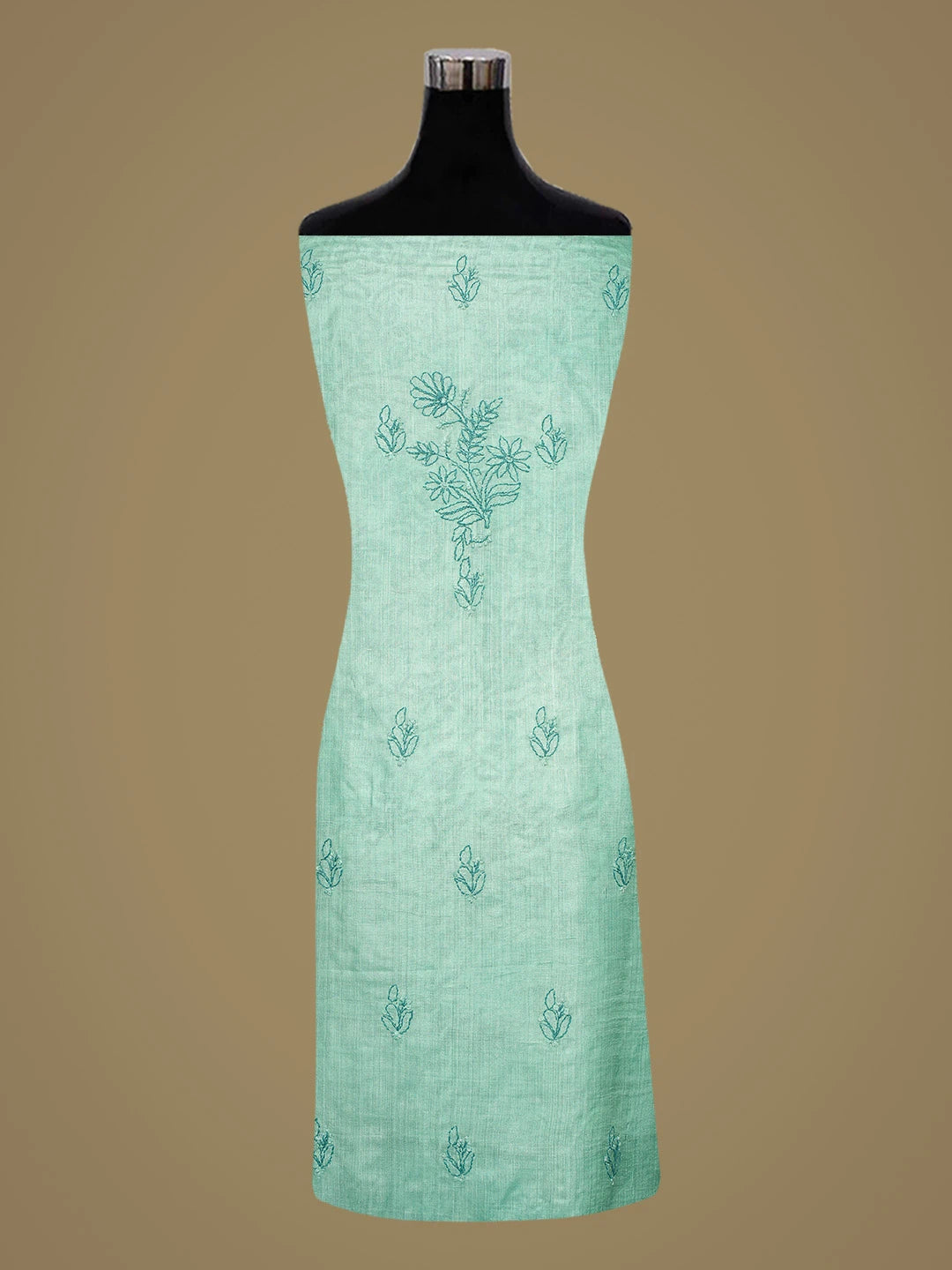 Ada Hand Embroidered Sea Green Silk Lucknowi Chikankari Unstitched Suit Piece 01A774736