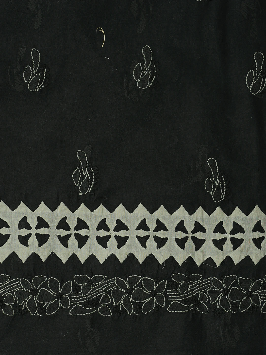 Ada Hand Embroidered Black and Ash Grey Cotton Lucknowi Chikankari Unstitched Suit Piece 01A845171