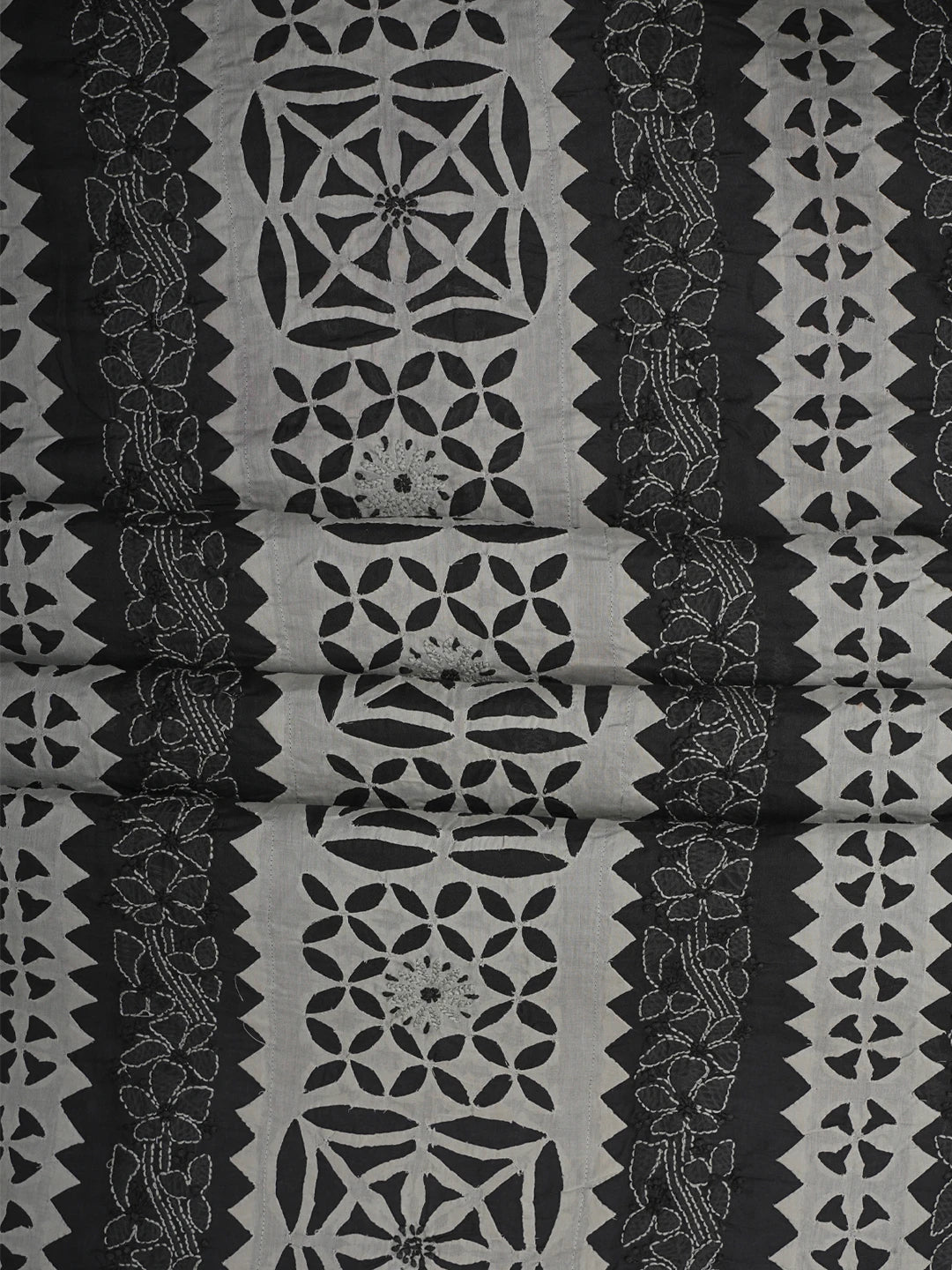 Ada Hand Embroidered Black and Ash Grey Cotton Lucknowi Chikankari Unstitched Suit Piece 01A845171