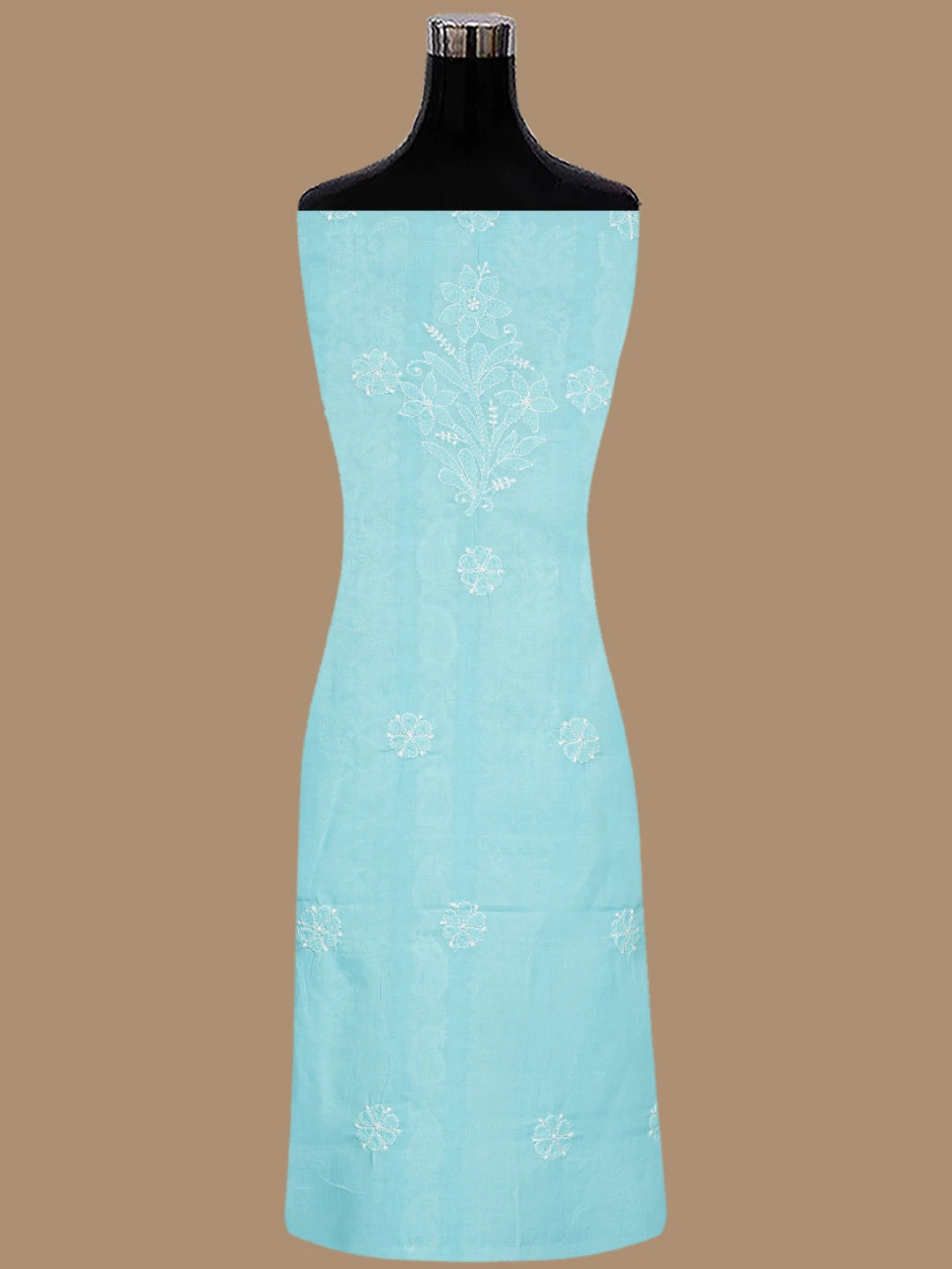 Ada Hand Embroidered Blue Cotton Lucknowi Chikankari Unstitched Suit Piece 01A844700