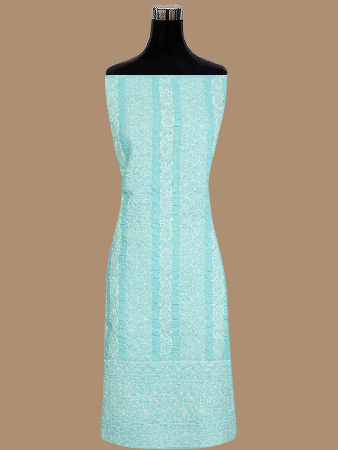 Ada Hand Embroidered Blue Cotton Lucknowi Chikankari Unstitched Suit Piece 01A844700