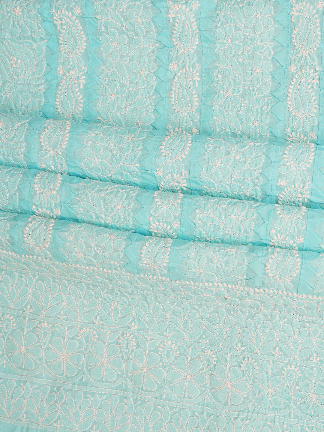 Ada Hand Embroidered Blue Cotton Lucknowi Chikankari Unstitched Suit Piece 01A844700